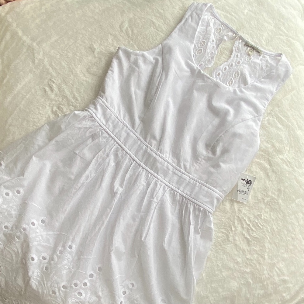 Charlotte Russe White Eyelet Dress in Size Large